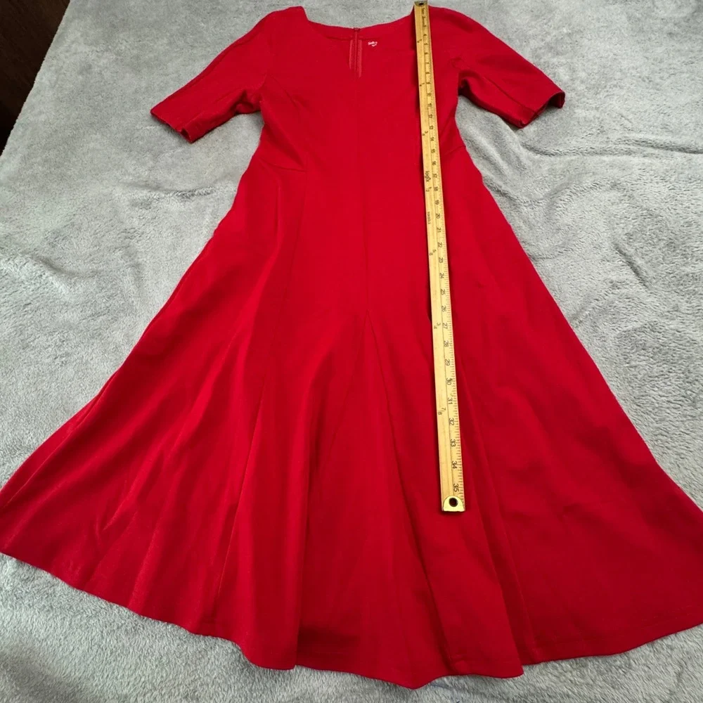 Soft Surroundings Dress Women's Size‎ 8 Red Short Sleeve Rear Zip - Picture 5 of 13